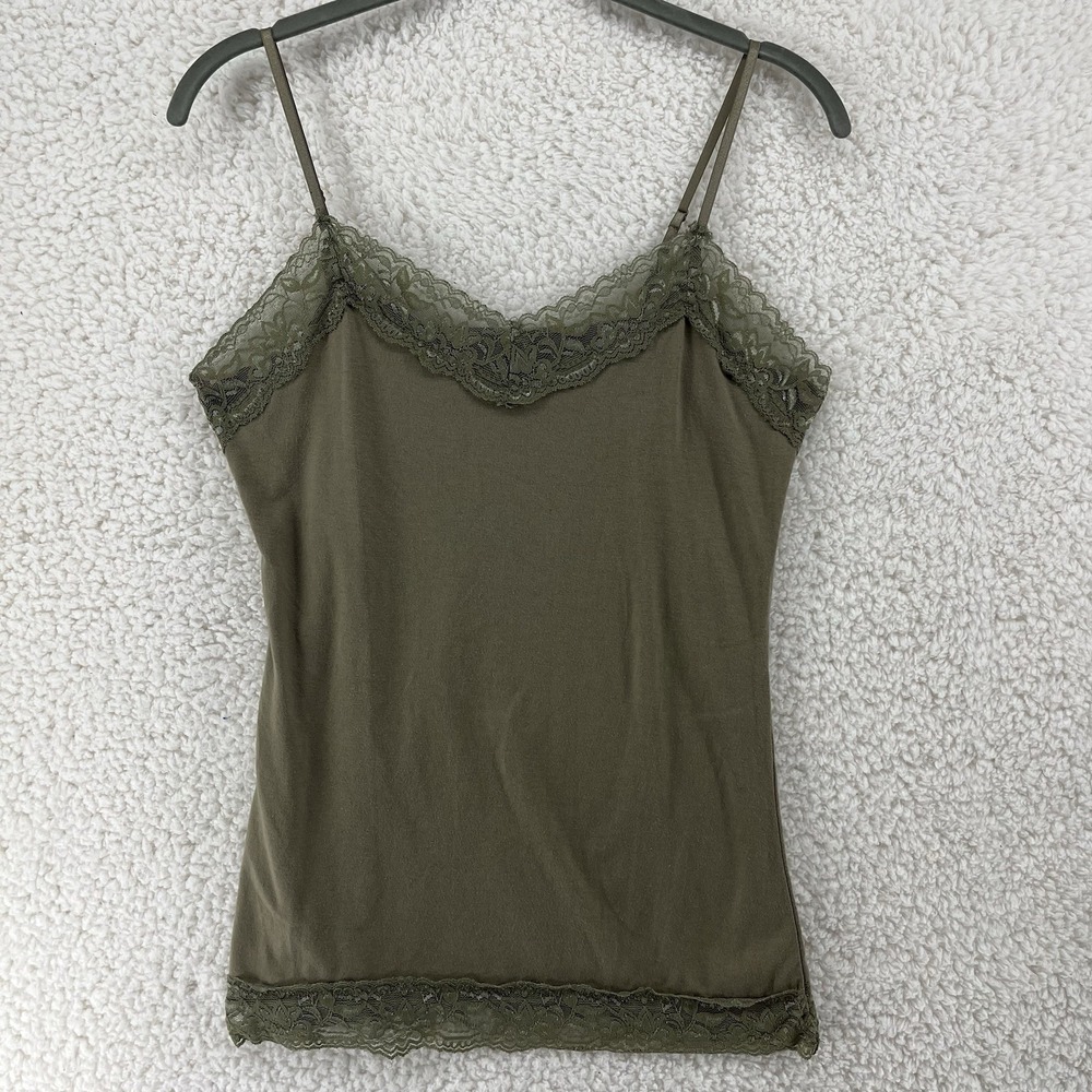 Y2k Lace‎ Trim Babydoll Camisole Tank Top L Green Fairy Dainty Preppy Grunge